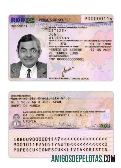 Autorização de residência na Romênia modelo